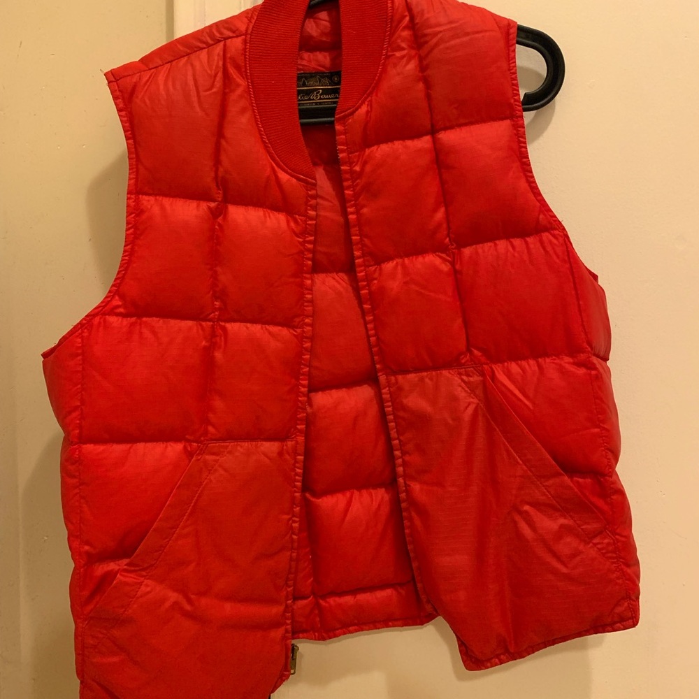 RARE Vintage Eddie Bauer Goose Down Quilted Cherry Red Vest